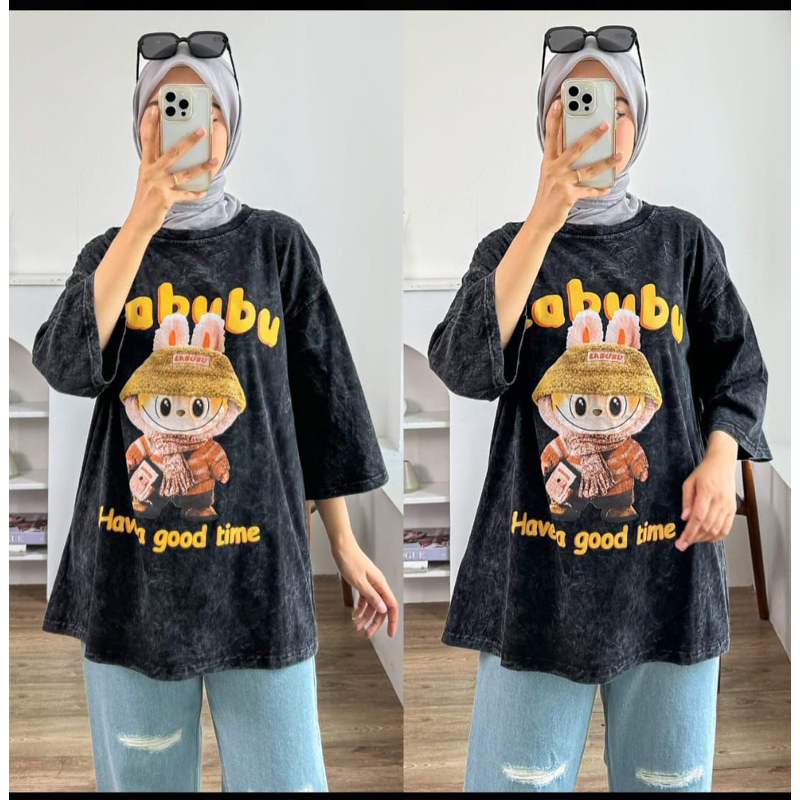 kaos bkk oversize washed premium / kaos oversize bkk washed / kaos washed premium / kaos labubu wash