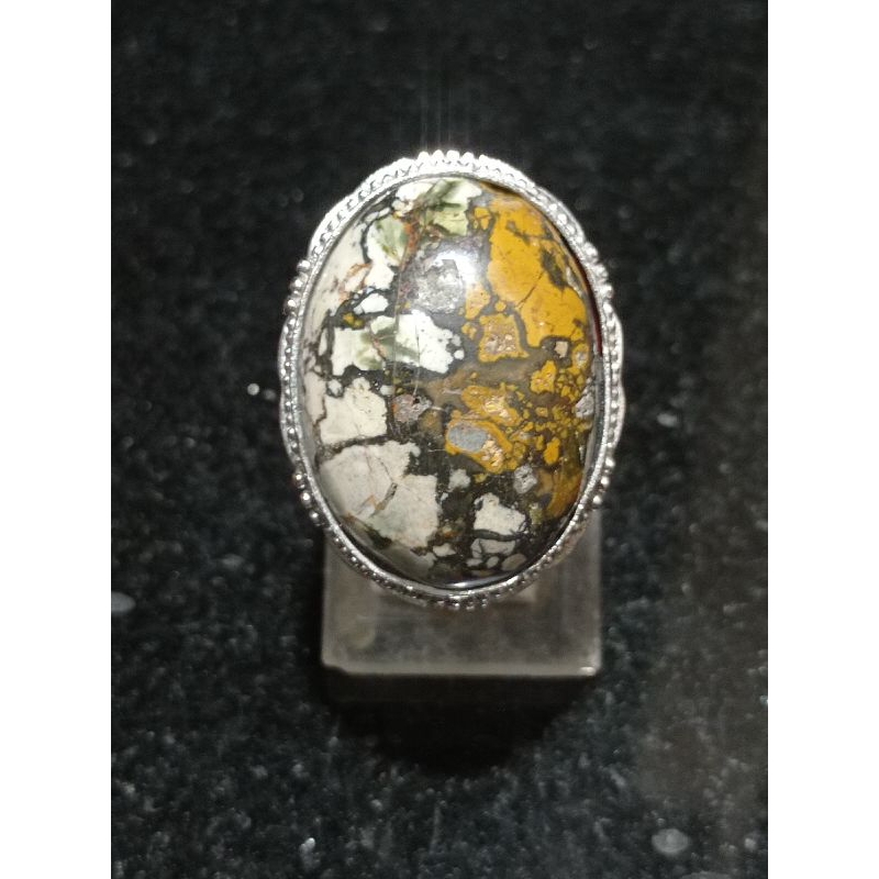 Cincin batu natural pirus Nusantara material jasper Garut unik bukan. pirus Tibet Hubei atau Persia 