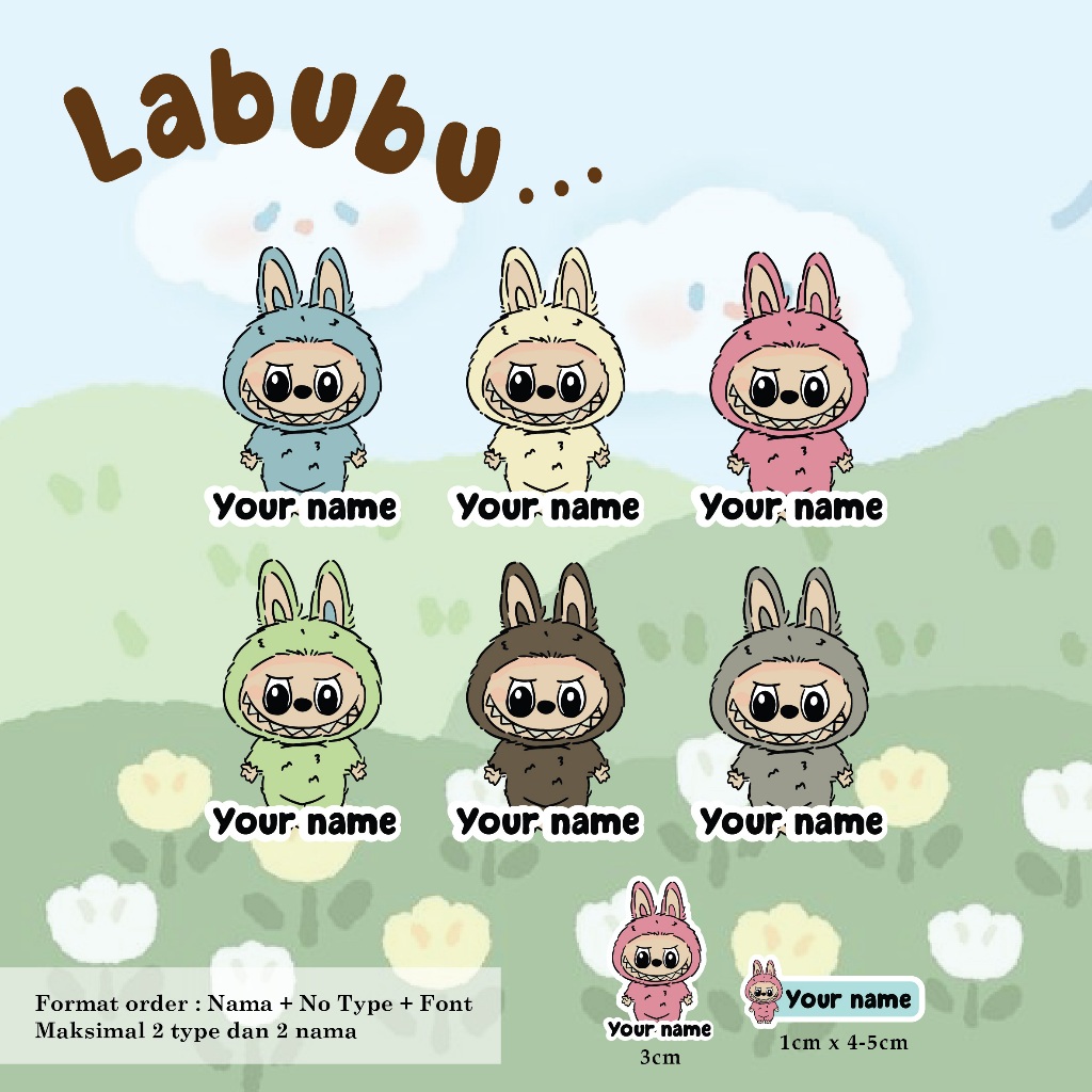 

RUMAH UWAIS label sticker custom nama labubu minimal order 100pcs