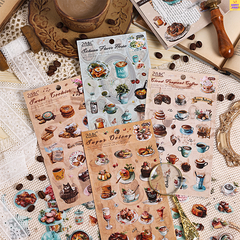 

Enjoy The Coffee Shop Series Sticker Theme isi 6 lembar stiker cantik stiker dekorasi cafe vintage