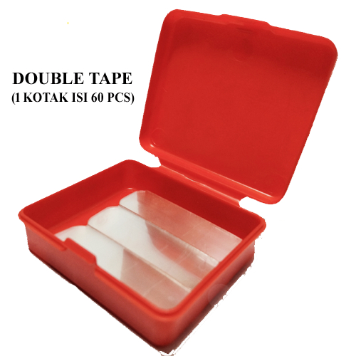 

60 Pcs Double Tape Lakban 2 Sisi isi 60 Double Tape Mini dengan Box Solatip Bolak Balik