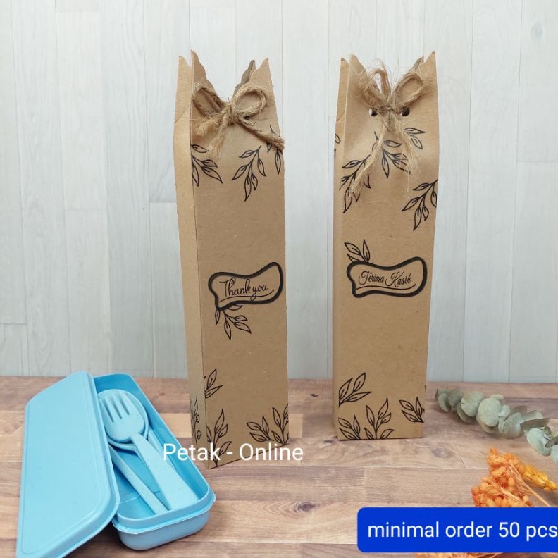 

5 Pcs Box Kraft Rustic Coklat 56 x 25 cm Untuk Kemas Sendok Set Box dll