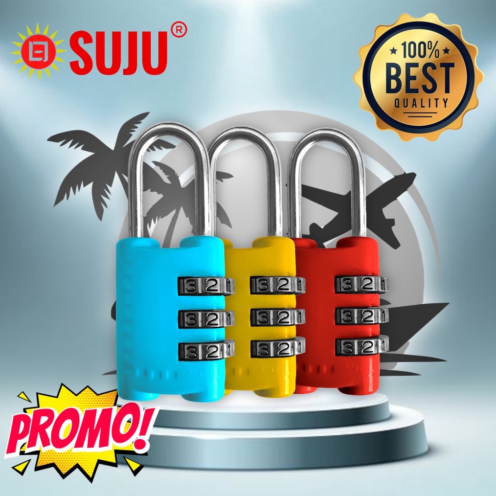 Gembok Keamanan Padlock SUJU Kombinasi 3 Nomor Scroll Pengunci Tool Box Tas Bag KOper MIni Loker tra