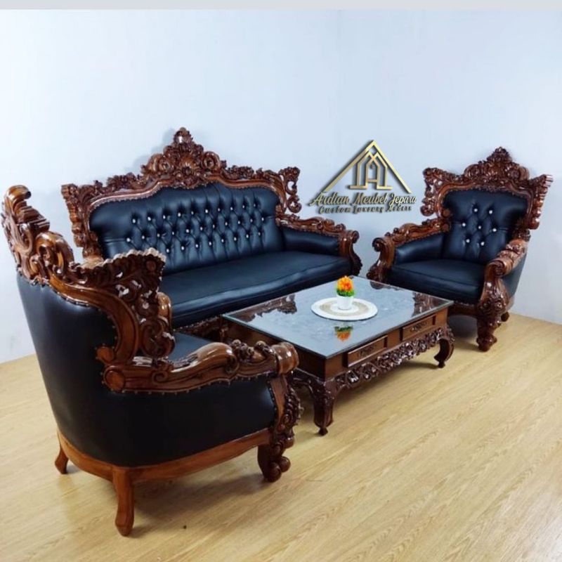 Kursi tamu ukir kayu jati/sofa tamu ukir barcelona kayu jati