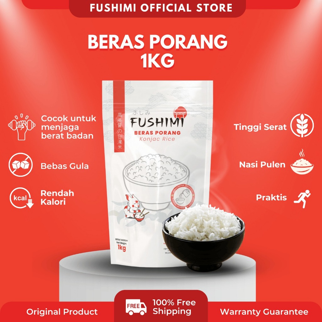 

FUSHIMI Beras Porang Pouch 1 Kg - Shirataki / Konjac Rice / Baik Untuk Diet Dan Diabetes