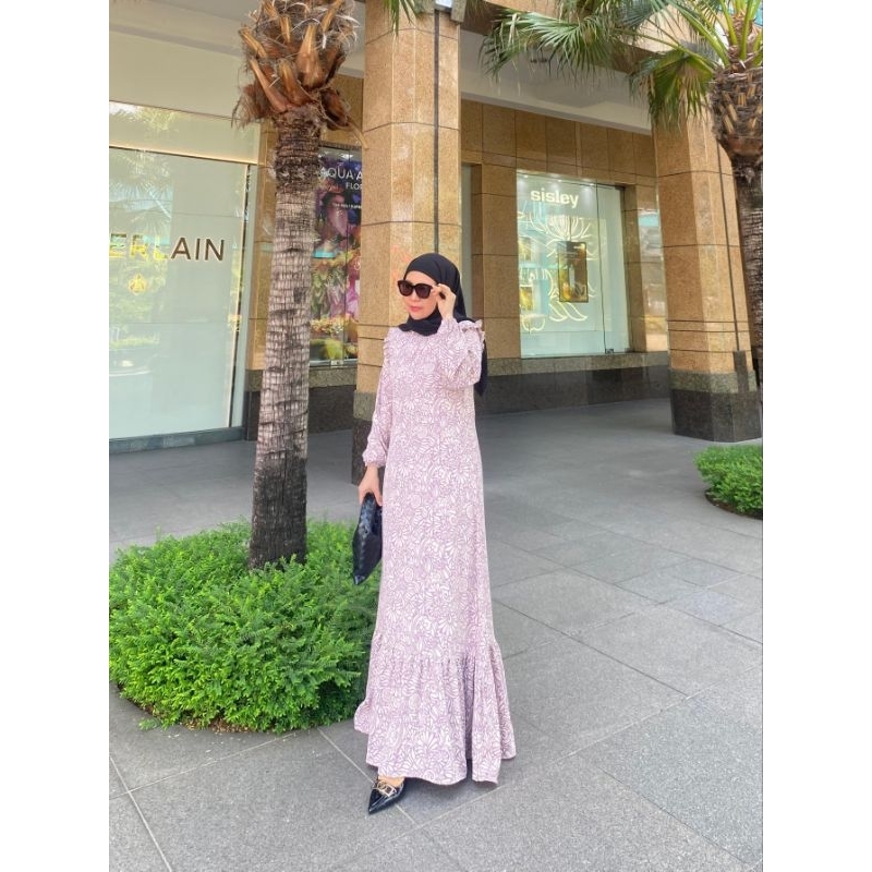 Gamis Marbella Twill model susun bawah ori By Edness Kayla