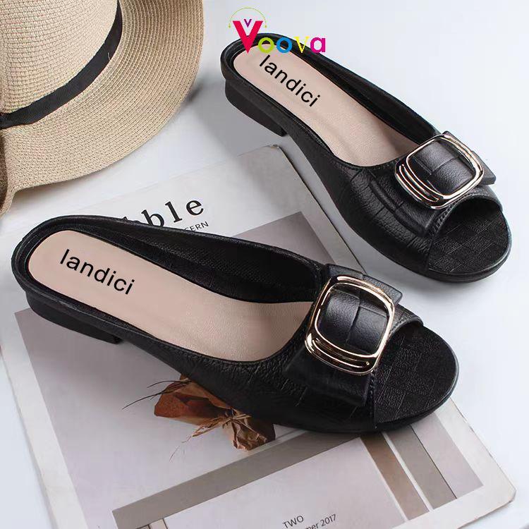 VOOVA Sandal Wanita Fashion Women Single Shoes Sendal Flat Slop Anti Slip