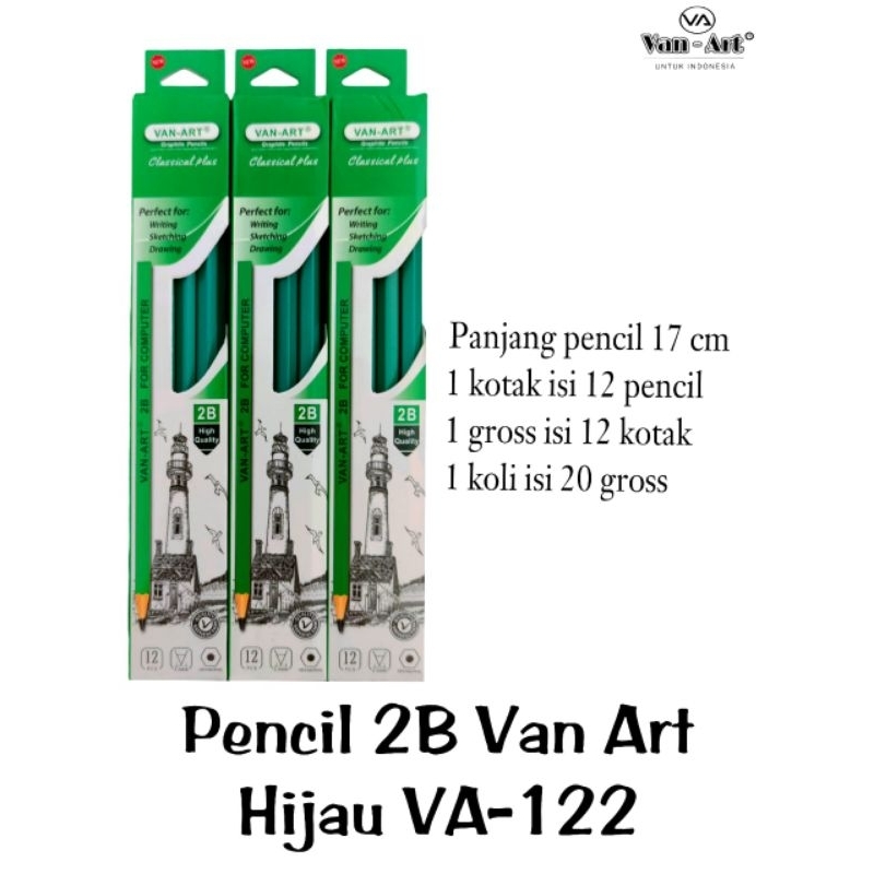 

PENSIL VAN ART 2B(harga untuk 1 lusin=12pcs),pensil kayu,pensil 2B