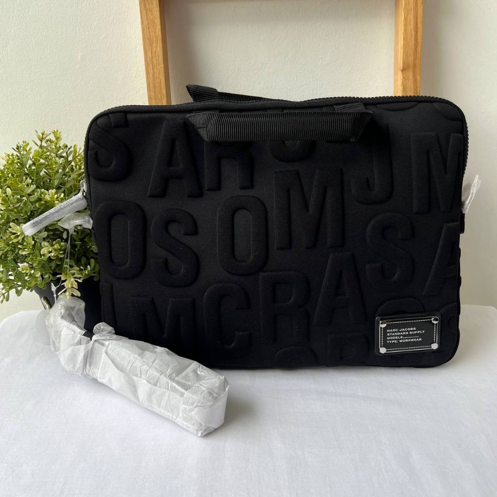 Tas Laptop Mar Jaco MJ Nylon Logo Quilted Laptop Bag Black Original