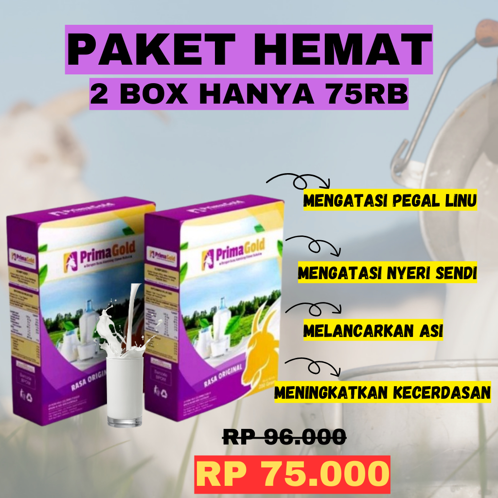 

2 BOX Primagold Susu Kambing Susu Bubuk Meningkatkan Kecerdasan Anak Merangsang Pertumbuhan Motorik Pengemuk Badan Tidak Prengus Lezat