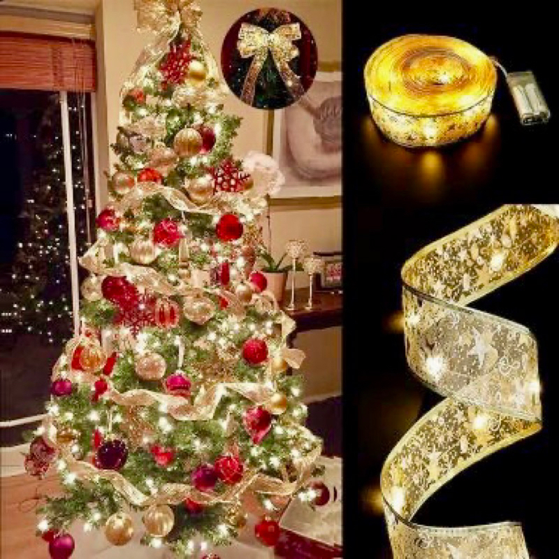 Pita Lampu LED Dekorasi Pohon Natal Pita Kawat Lampu Hiasan Natal