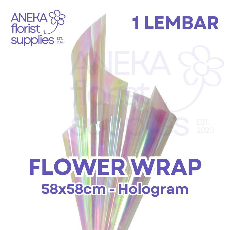 

[5 LEMBAR ] Hologram Flower Wrapping Paper 58 x 58cm Waterproof Paper Kertas Hologram Transparent Bening Buket Bunga Korean Transparan Wrapping Florist Material Hand BouquetFlorist Cellophane