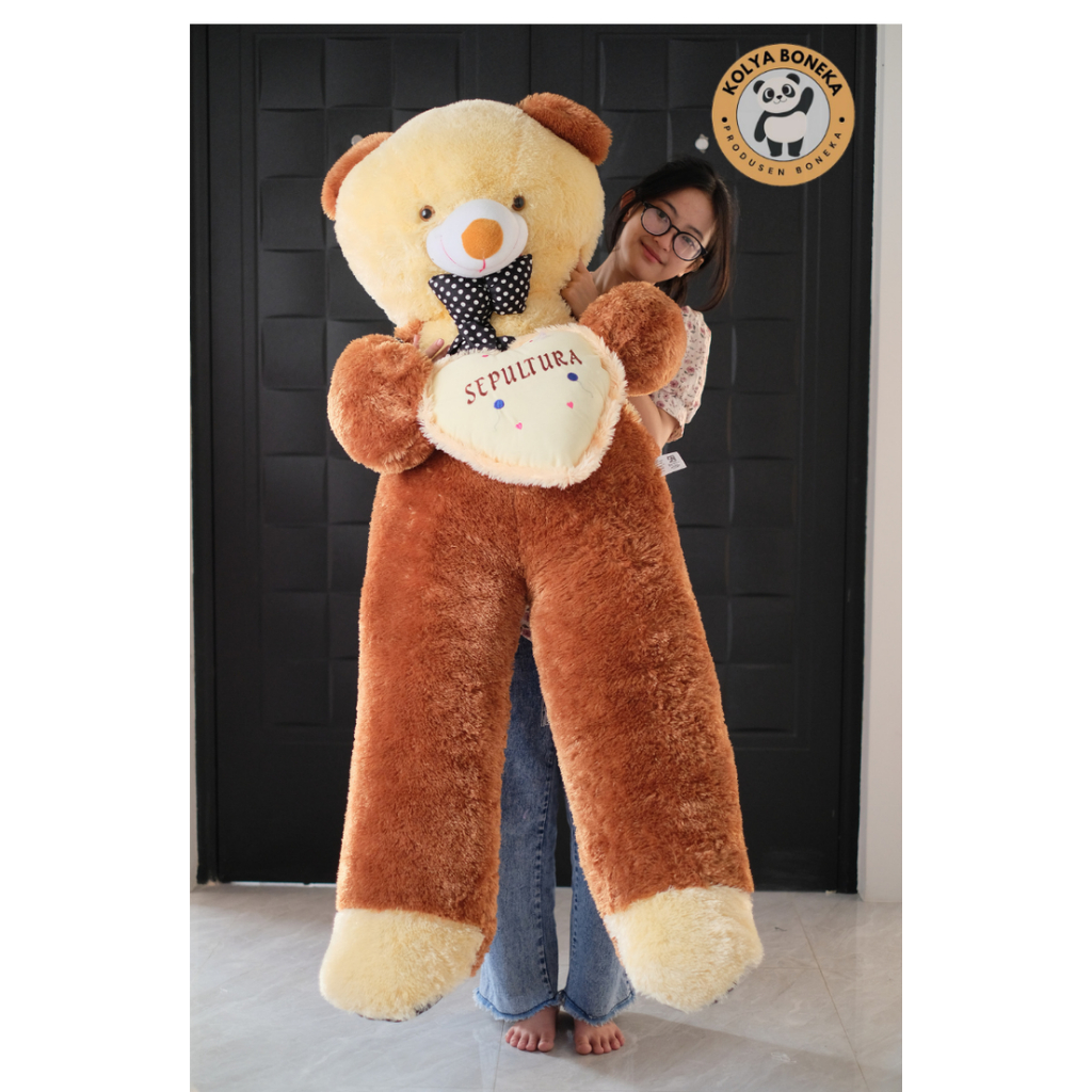 Boneka Jumbo Ukir Nama TEDDY BEAR 1,3 Meter SNI Beruang Besar Bordir Kado Hempers