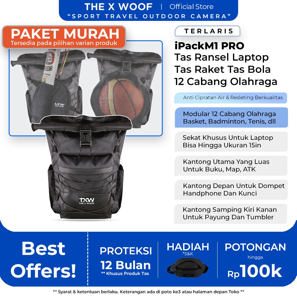 Tas Ransel Tas Laptop Tas Basket Tas Bola Tas Badminton Tas Fitness Tas Tenis Tas PingPong The X Woo