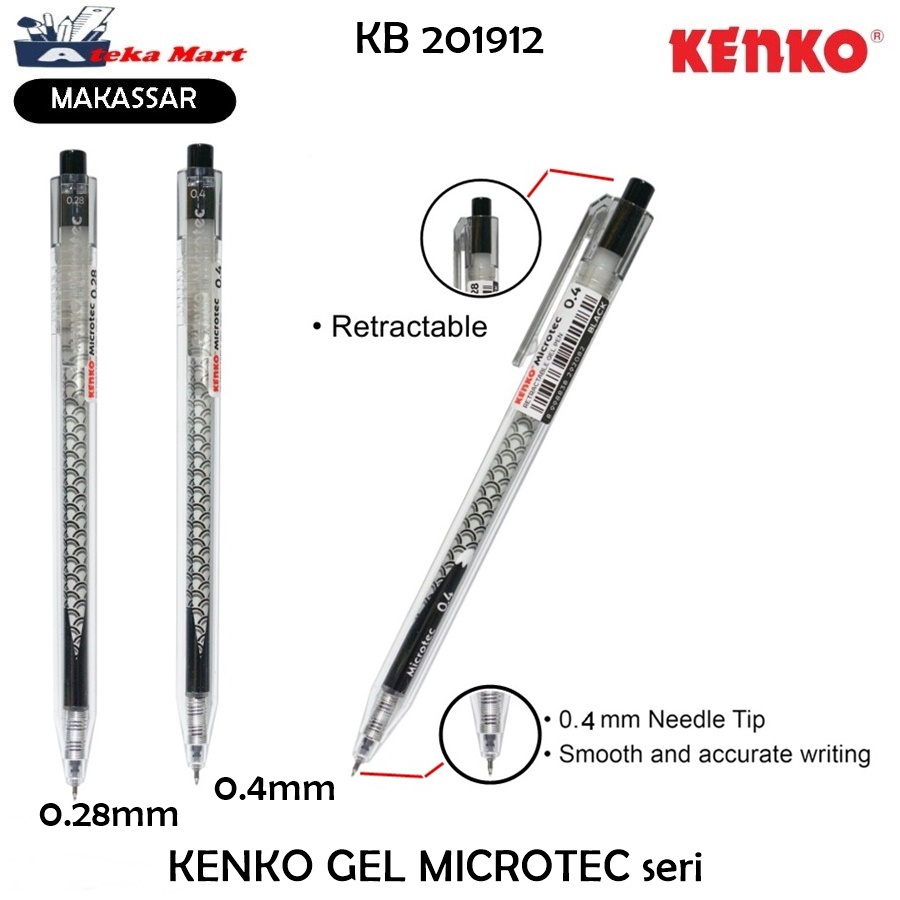 

Gel Pen Microtec 0.4 mm Retractable Black KENKO