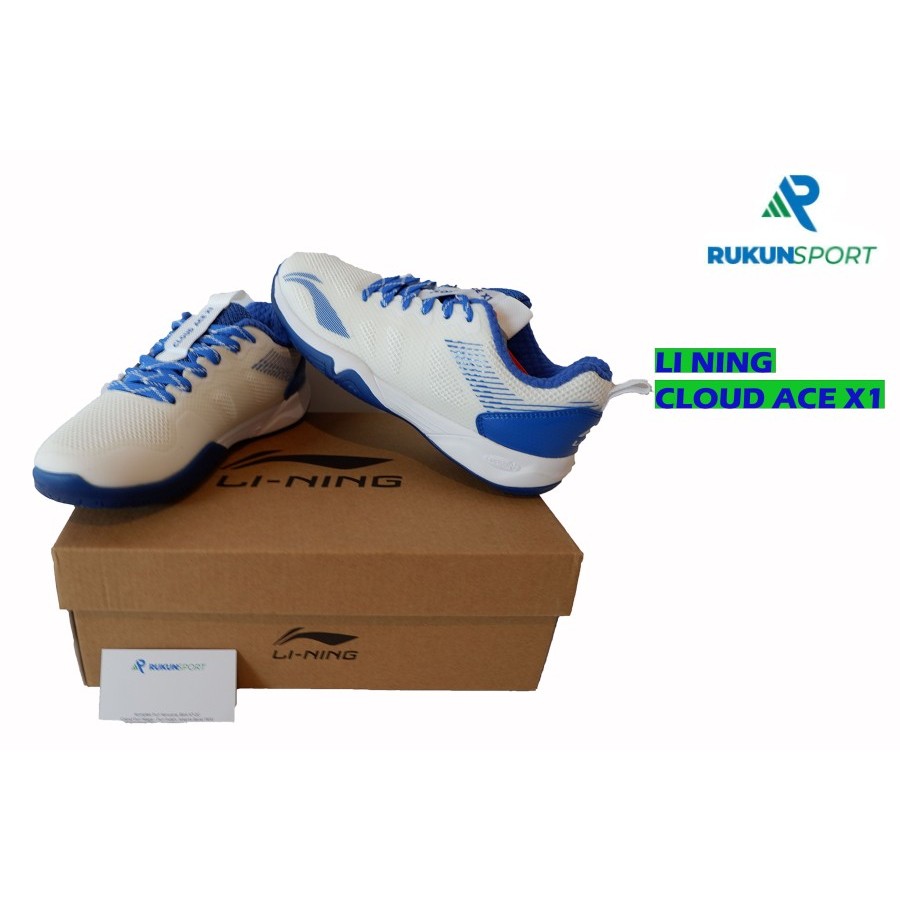 Sepatu Badminton LINING CLOUD ACE X1white/blue - 44