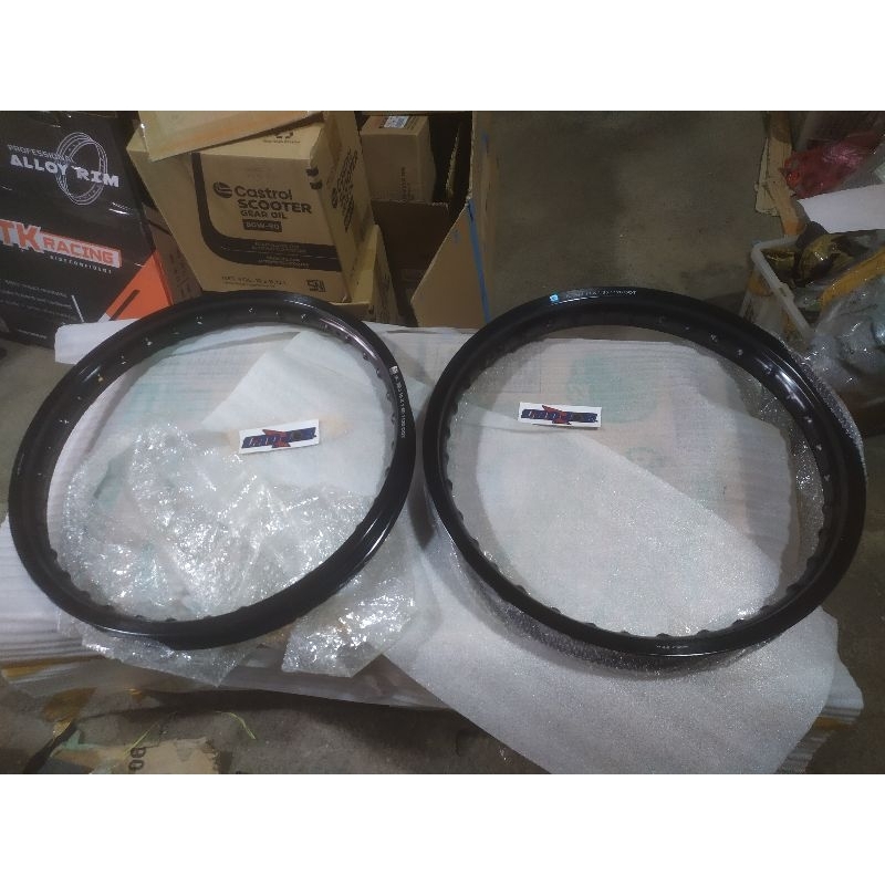 set Velg TK Racing RX King depan-belakang/Ring 18/ 18-1.60/1.85 /Hitam bright