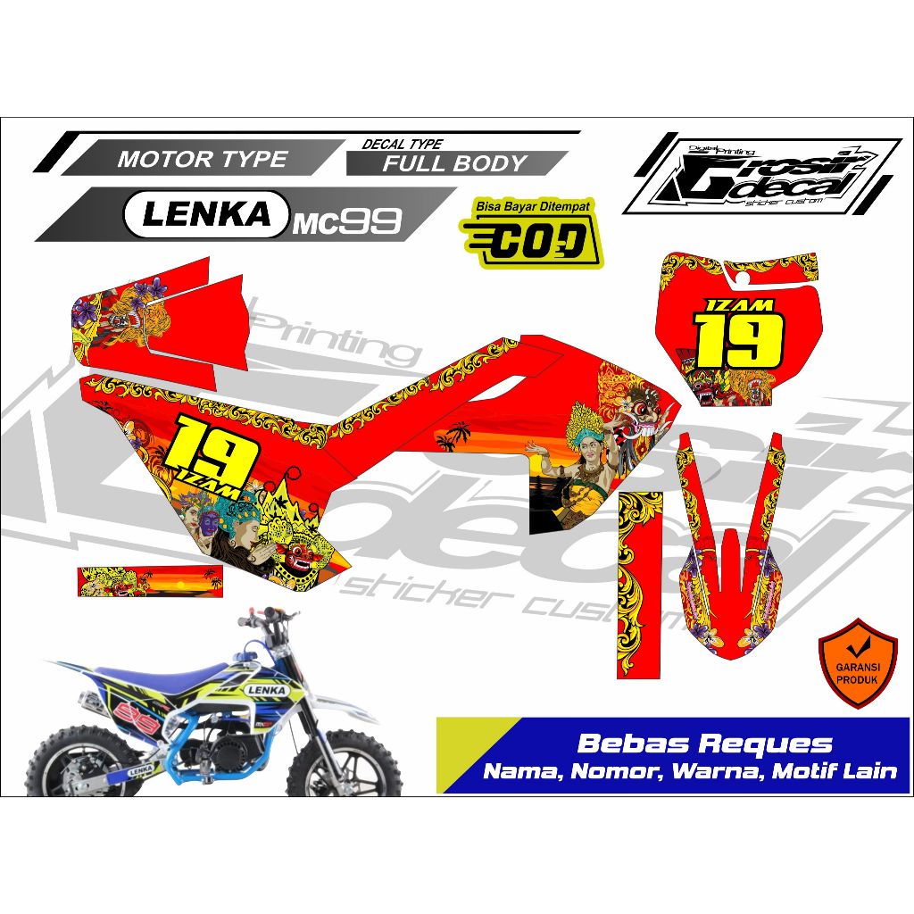 Stiker Striping Mini Trail Lenka 50cc MC99 / CX 50cc Full Body Bebas Reques