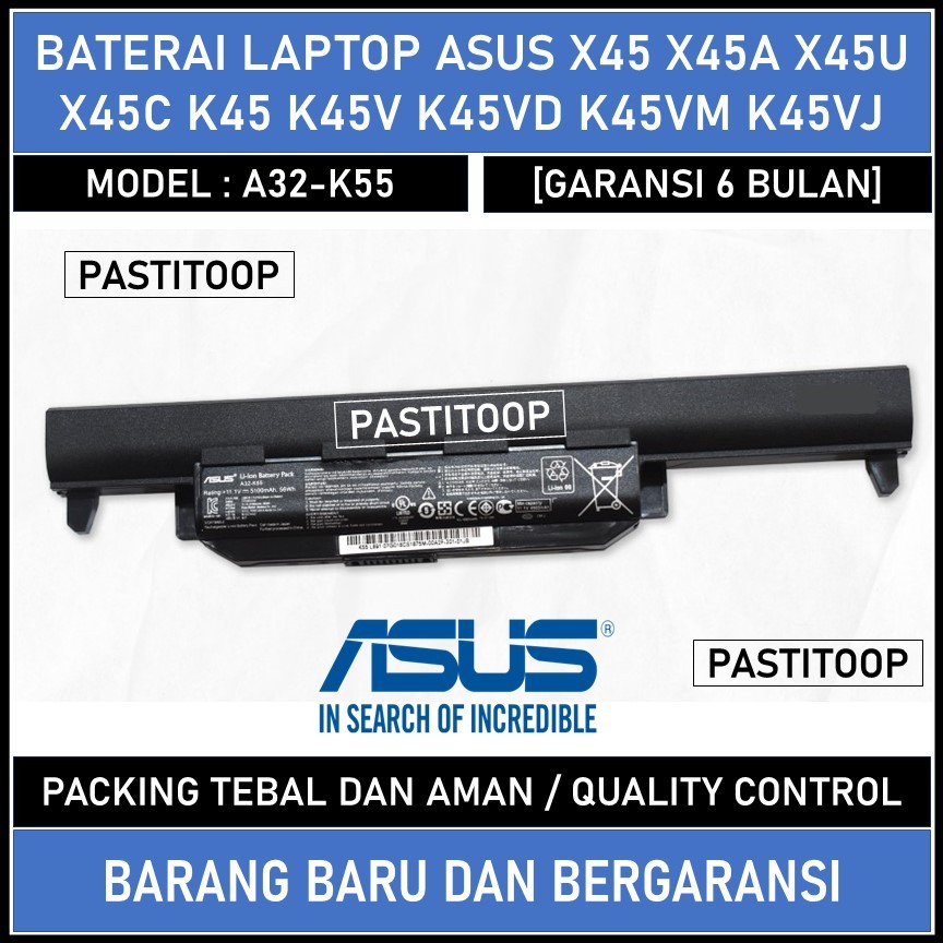 Baterai laptop Asus X45 X45A X45C X45V X45VD A32-K55 A33-K55 A41-K55 ORIGINAL