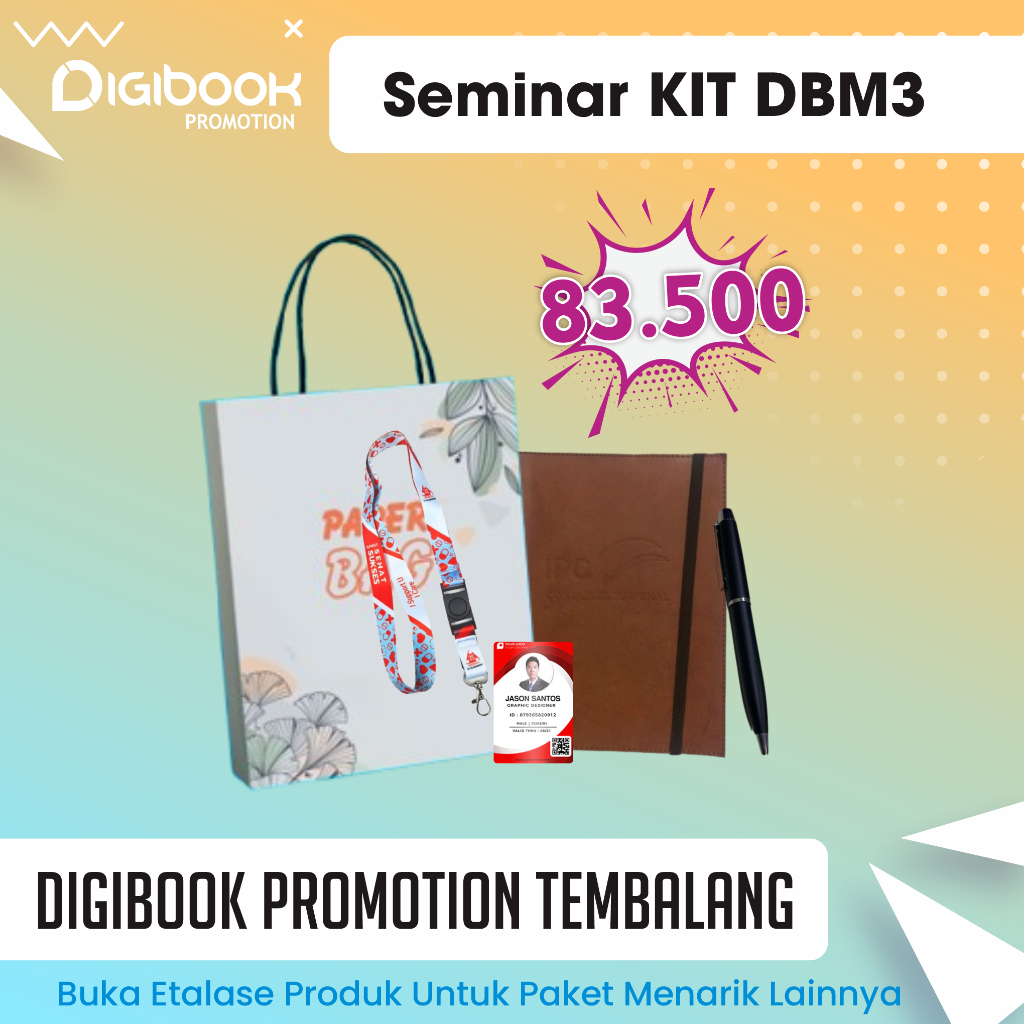 

Paperbag, Notebook Hardcover A5, Pulpen Besi, Idcard + Lanyard | Paket Seminar Kit Isi 4 | DBM3