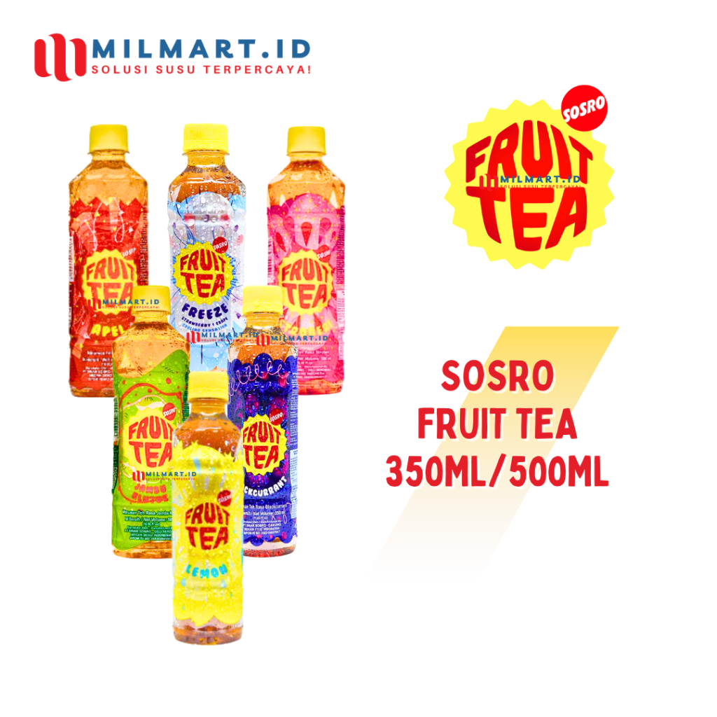 

SOSRO FRUIT TEA 350ML/500ML BOTOL RASA BLACKCURRANT JAMBU MARKISA FREEZE LEMON TEA APEL MINUMAN TEH