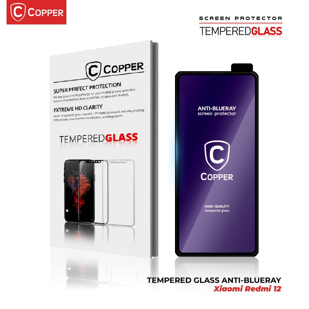 Redmi 12 - COPPER Tempered Glass BLUERAY