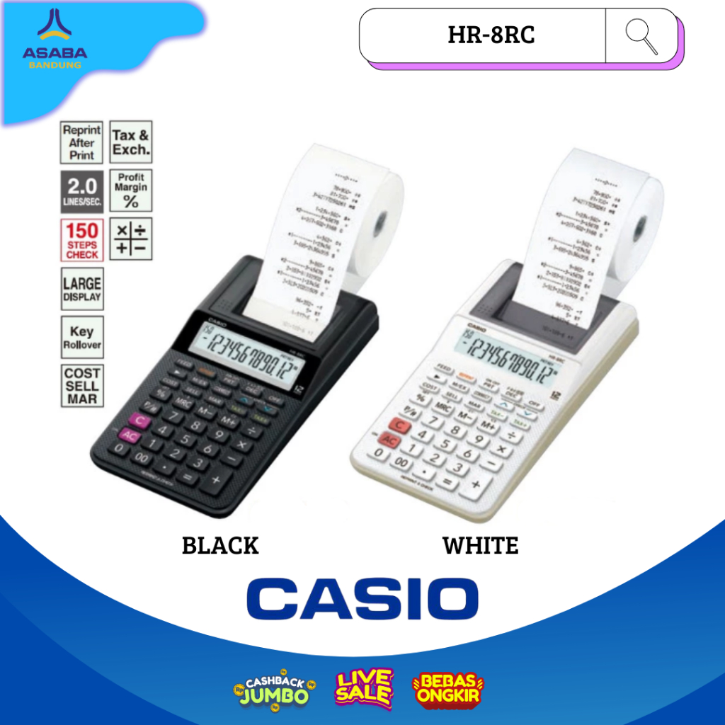 

Asaba Bandung - CASIO HR-8RC - Kalkulator Cetak - 12 digit / Kalkularor Printing / Kalkulator Printing / Kalkulator Kasir