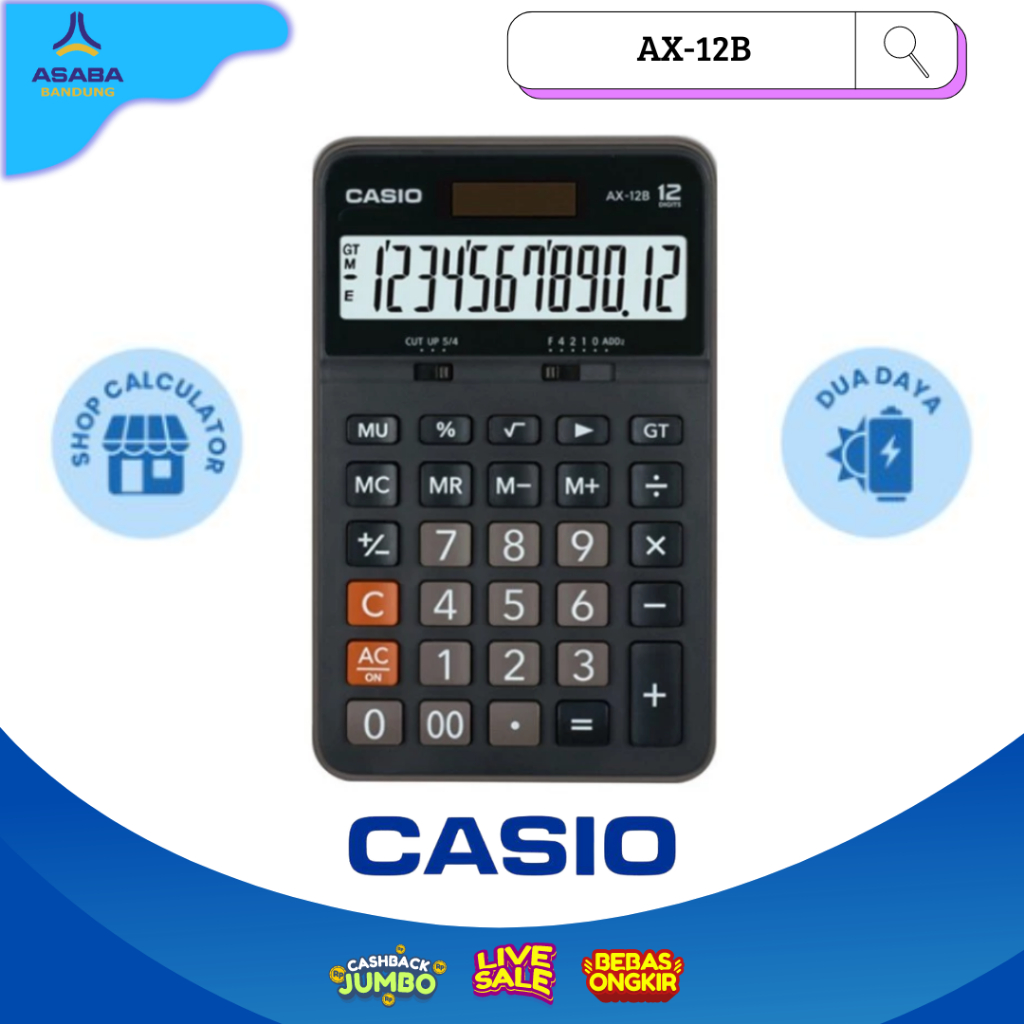 

Asaba Bandung - Casio Calculator AX-12B - Kalkulator Toko Dagang - Standard - 12 digit