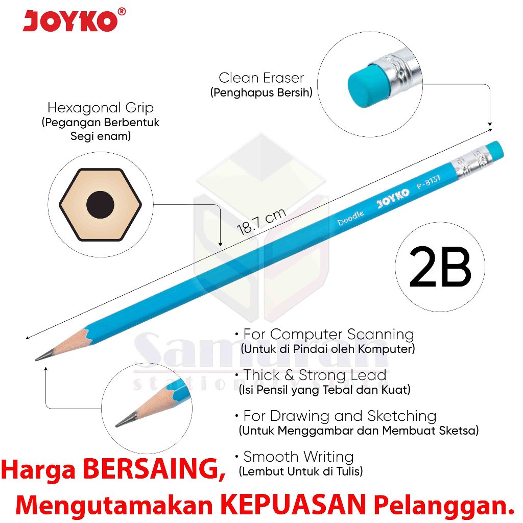 

D3W! Pensil Kayu Joyko 2B P8131 isi 36 pcs per Box / Trifelo TF 789 2B - Box isi 36 batang / Wood