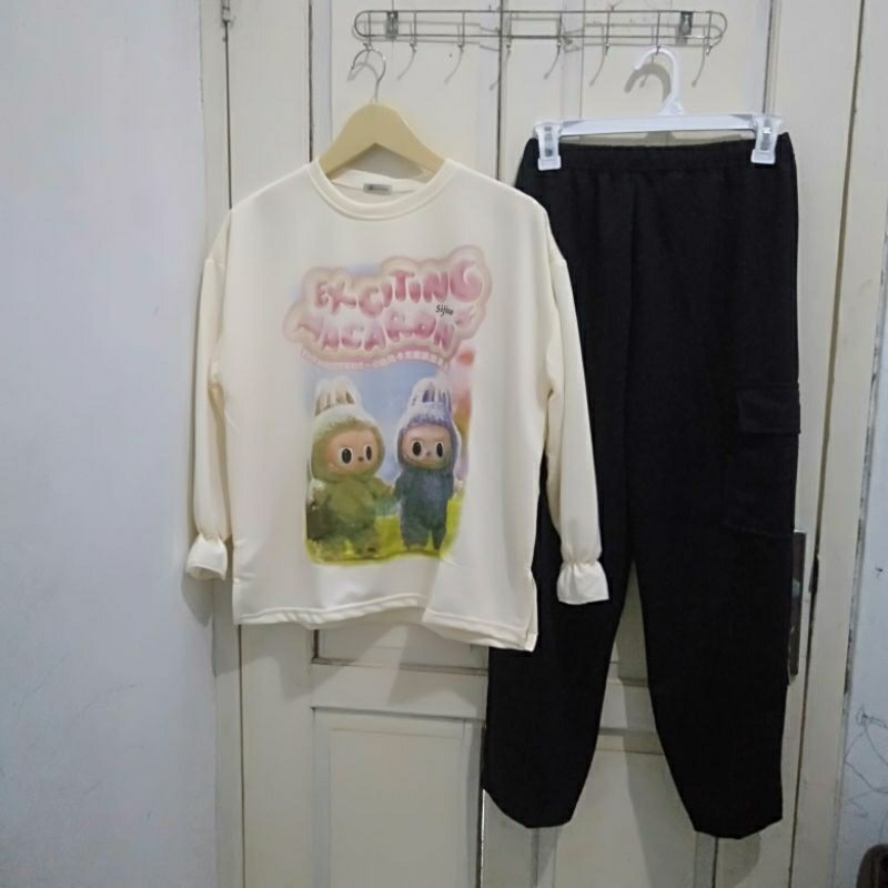 stelan sijiso karakter Labubu celana cargo