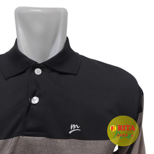 MODASPORT KAOS KERAH PRIA LENGAN PANJANG MOTIF GARIS TERBARU MURAH