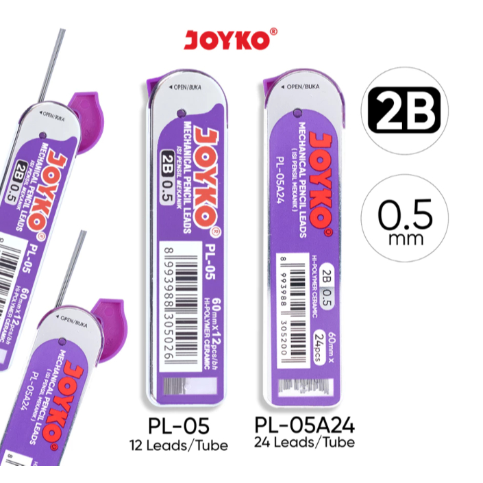 

Joyko Pencil Leads Isi Pensil Mekanik PL-05 2B 0.5 mm
