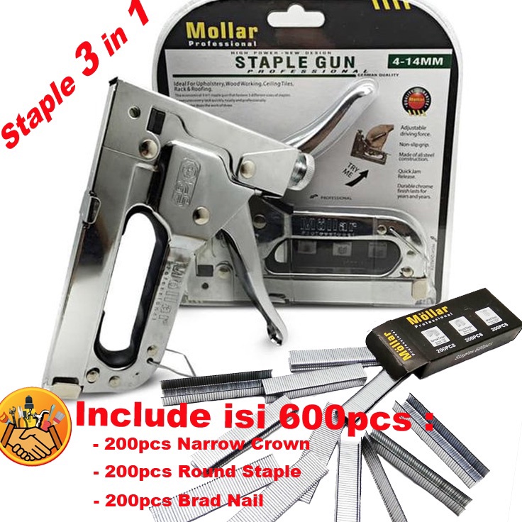 

EXTRA DISKON Staple Tembak Tacker Staples Stepler Hekter mollar 3in1 jok kulit kardus