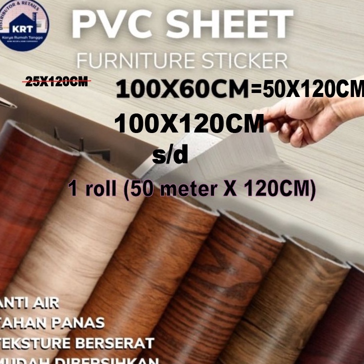 POTONGAN HARGA Stiker  Sticker Motif Kayu 12 x 1CM PVC Sheet Sticker Pelapis Furniture Lemari Meja T