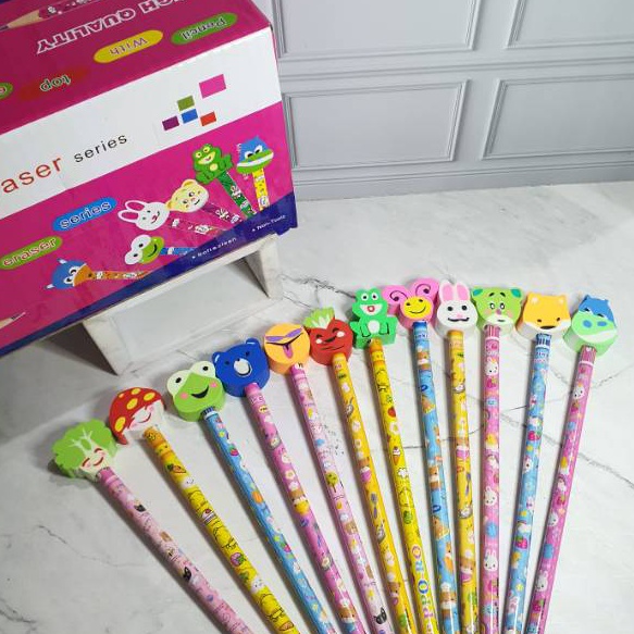 

EXCLUSIVE Pensil penghapus SUPER 1box24setpensil unikpensil stippensil hapusan
