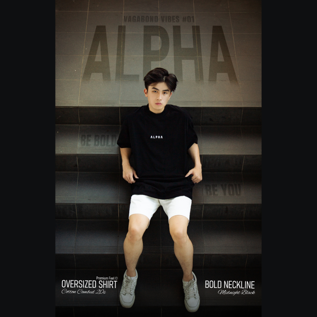 ALPHA VAGABOND VIBES - Premium Cotton Combed 20s Oversize with Bold Neck