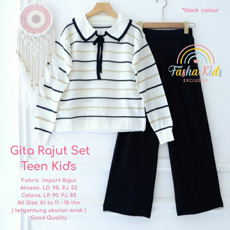 Setelan knit rajut anak remaja perempuan usia 11-15 tahun gita set