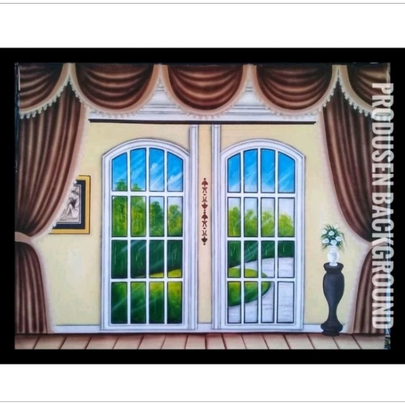 READY COD Kain 3x2,5m Background Wisuda Latar Rak Buku Studio Foto Kode INT AF2