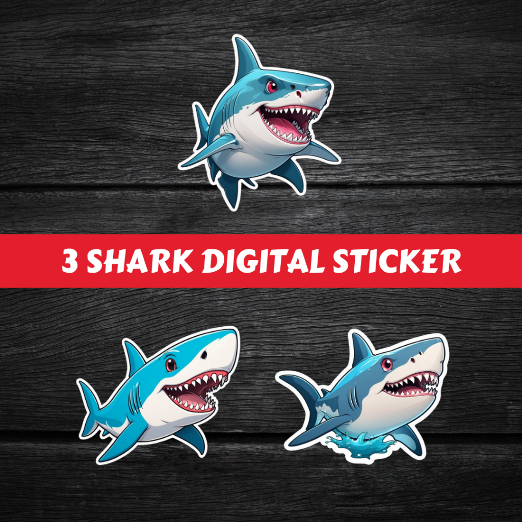 

Shark Sticker Digital Produk Printable #DS 012