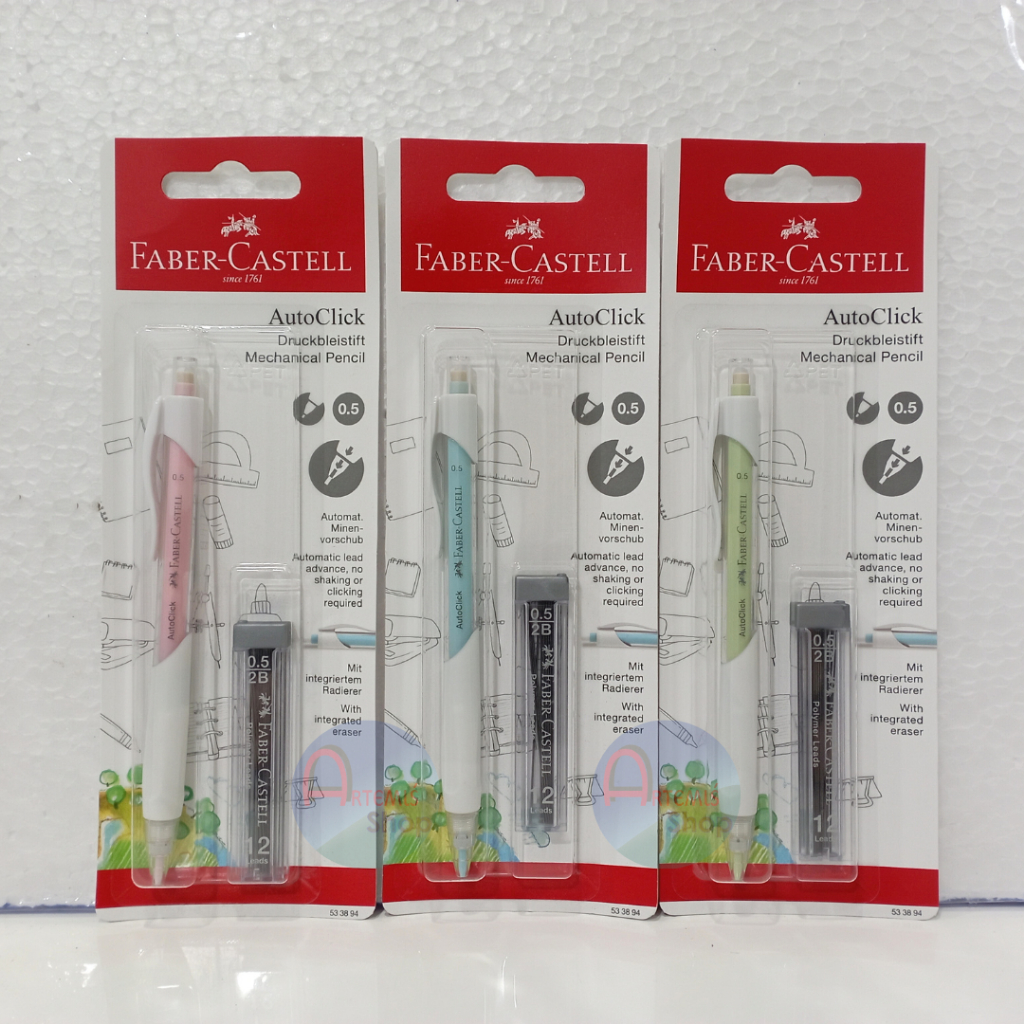 

Pensil Mekanik FABER CASTELL AutoClick 0.5 mm + Refill Warna Pastel
