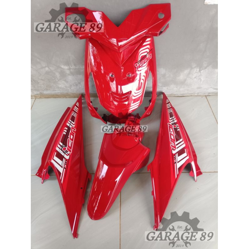 Cover body ful bodi halus Alus Honda beat karbu warna merah cabe plus striping icon cyber tahun 2008
