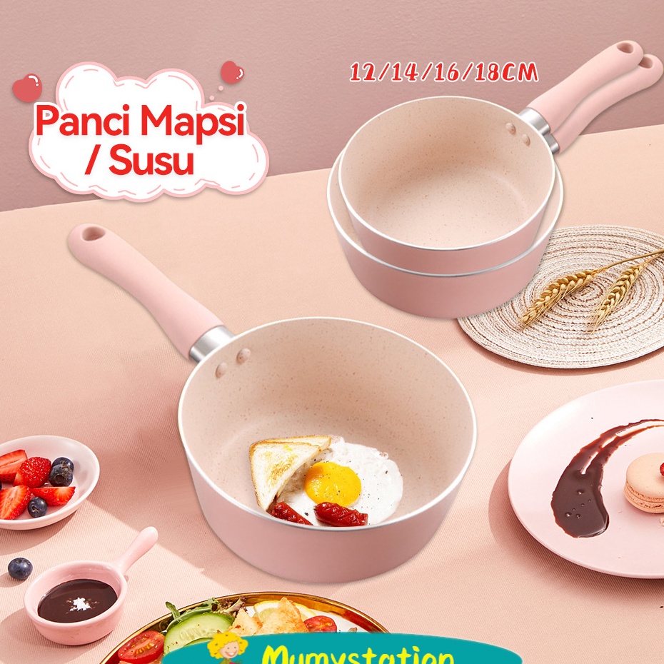 mystation 1214161Cm Panci Milk Pot Panci Anti LengketPanci Mpasi Rebus Enamel