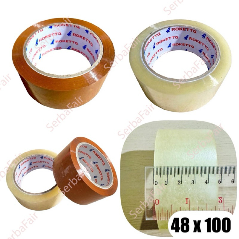 

Lakban ROKETT Bening/Coklat 2 Inch (48MM) 100 Yards Ecos TOP VALUE TERMURAH