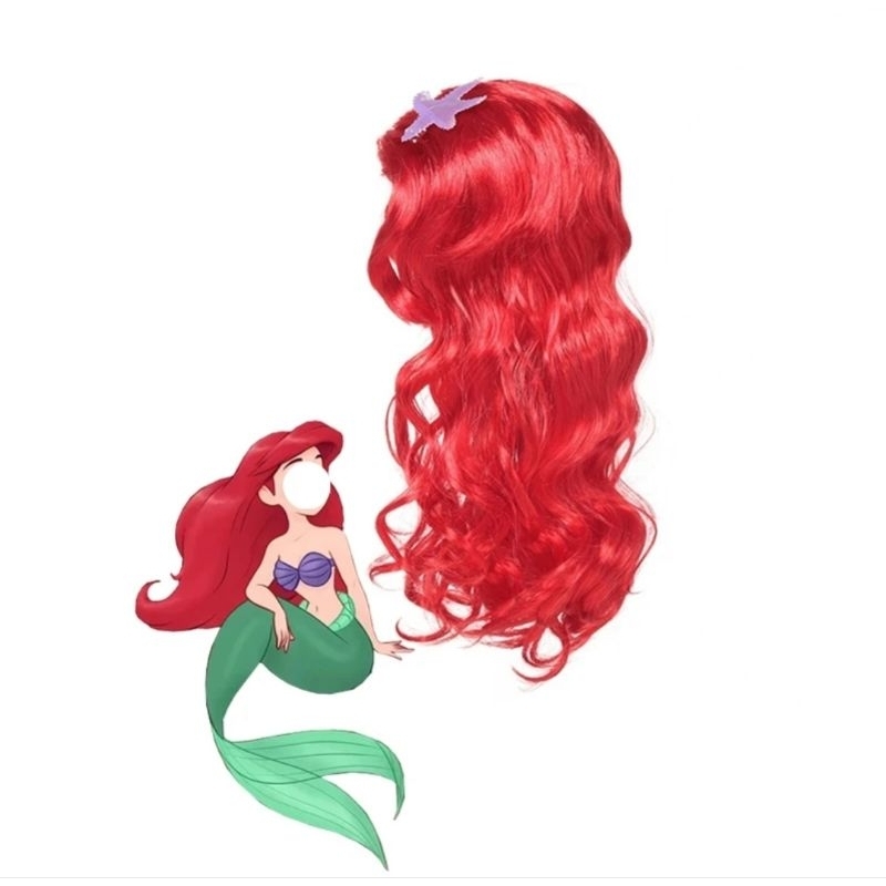 Wig Merah Mermaid Ariel Putri Duyung