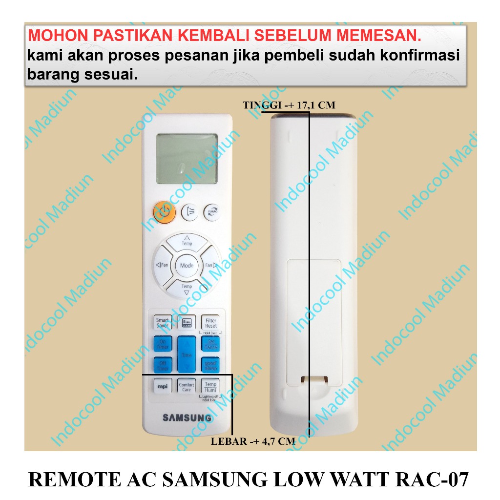 RAC07 REMOT / REMOTE UNTUK AC / REMOTE AC SAMSUNG LOW WATT RAC-07