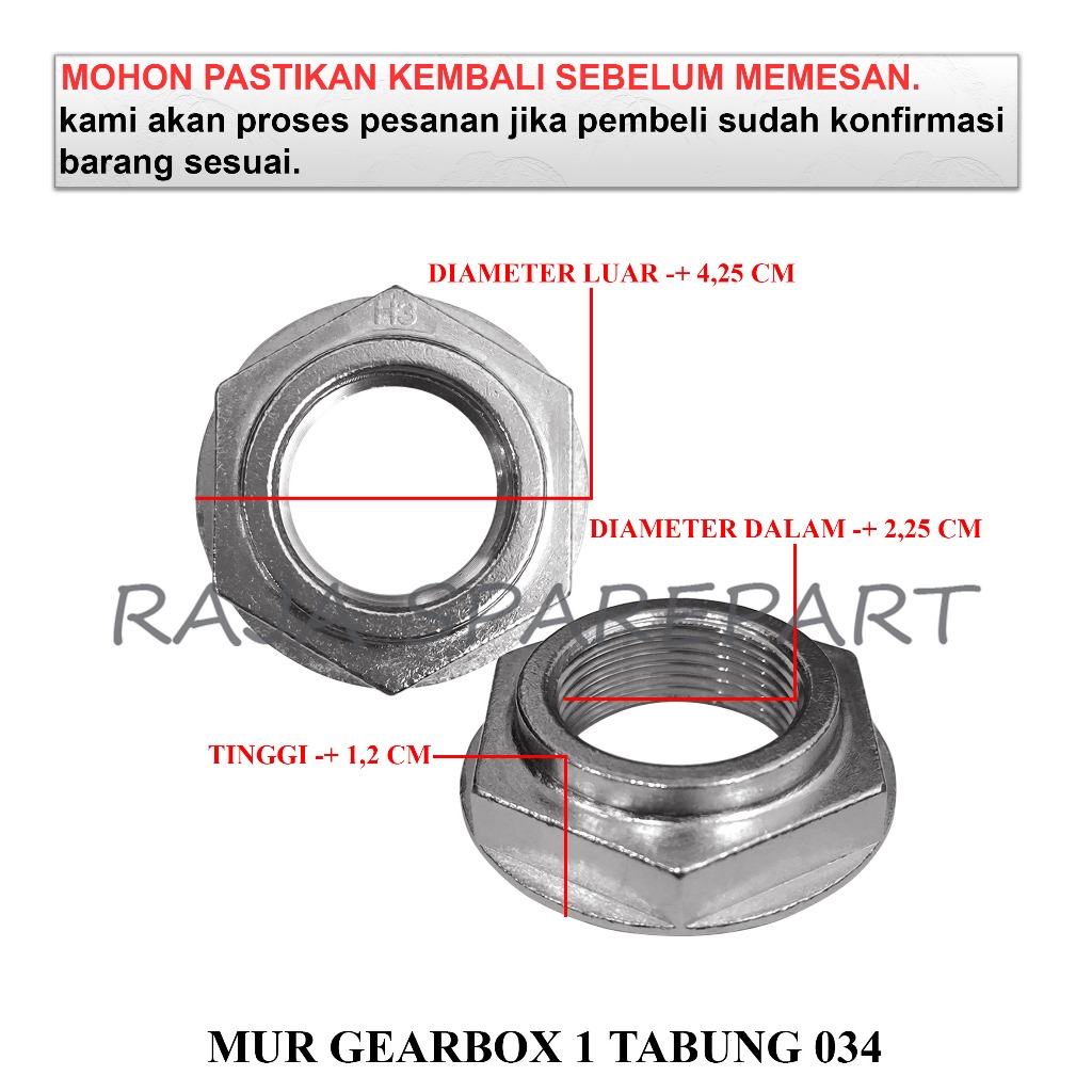MCAB MUR GERBOK / MUR GEARBOX MESIN CUCI / MUR GEARBOX 1 TABUNG 034