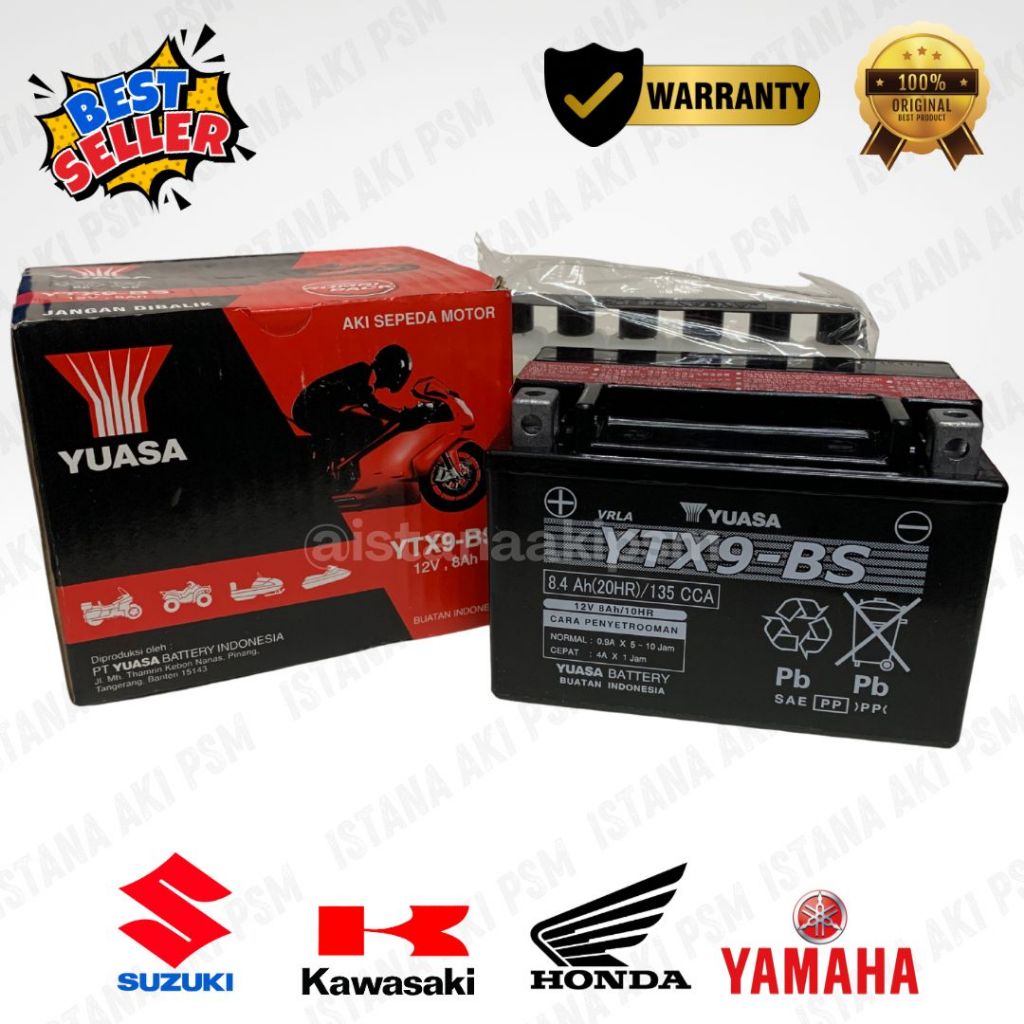 Aki Motor Yuasa YTX9-BS - Original Yuasa 12Volt