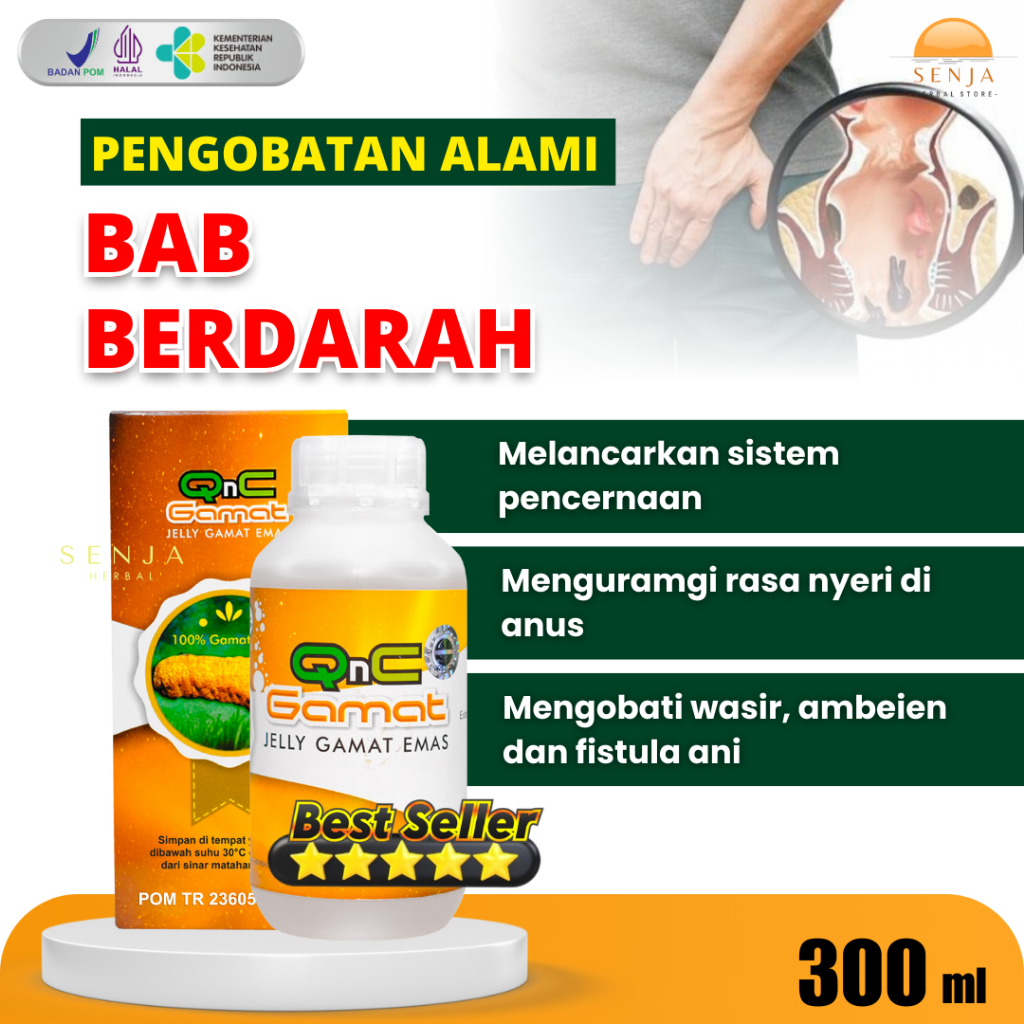 Obat BAB Berdarah, Ambeiein, Wasir, Feses Keluar Darah, BISA COD [ QNC JELLY GAMAT ]