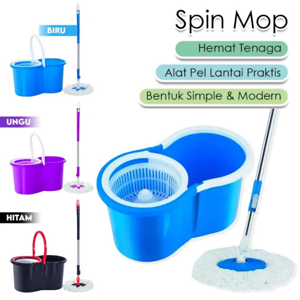 Wing Star Shop - Alat Pel Lantai Magic Ultra Pel Putar 360 Rotate Otomatis Serbaguna Spin Mop Kain P