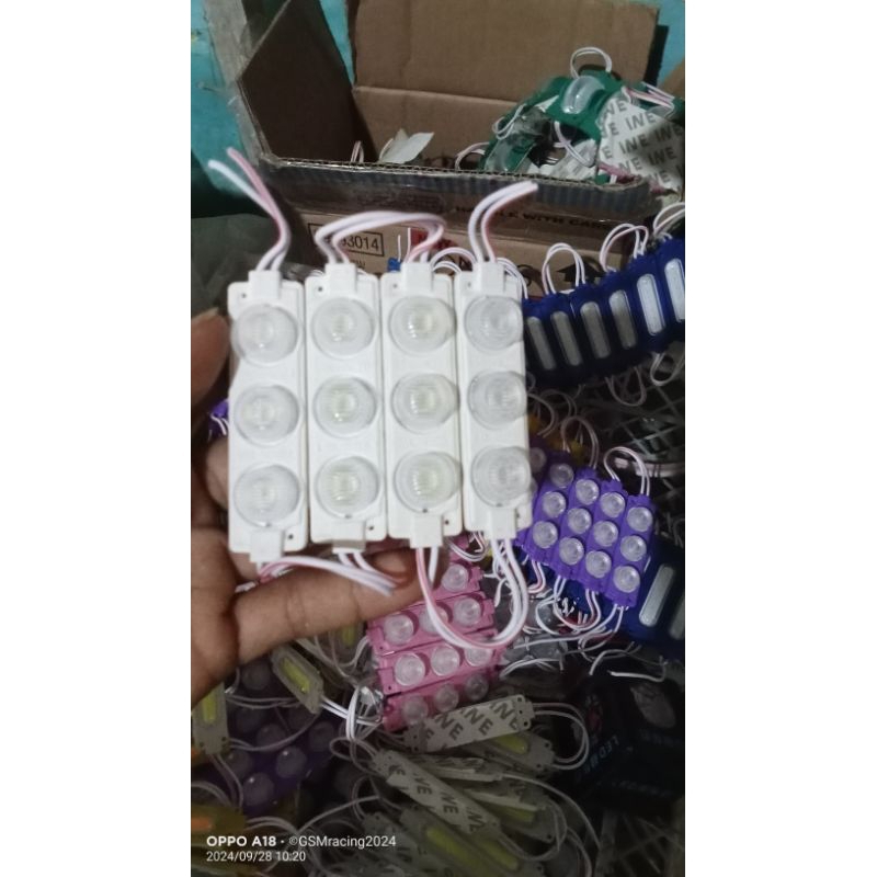 lampu LED modul 3 mata besar, lampu kolong motor mobil 12voly
